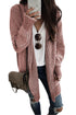 Plaid Knitted Long Open Front Cardigan